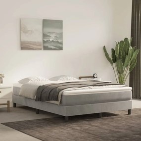 vidaXL Cama com molas/colchão 140x200 cm veludo cinzento-claro