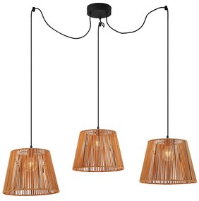 Candeeiro suspenso exterior preto com abajures de corda laranja 3-luzes IP44 - Cava Japandi