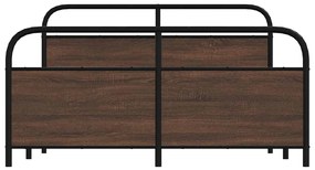 Estrutura cama sem colchão 150x200cm metal carvalho castanho
