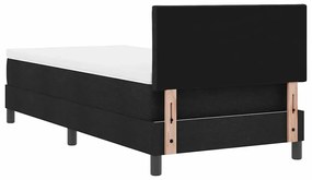Cama Box Spring com Colchão &amp; LED Preto 90x190 cm Tecido