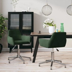 vidaXL Cadeiras de jantar giratorias 2 pcs veludo verde-escuro