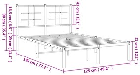 Estrutura de cama com cabeceira 120x190 cm metal preto