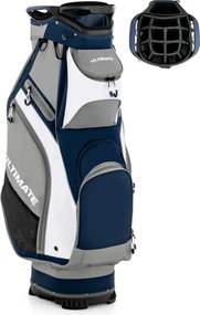 Saco para golfe Bolsa leve e portátil com 14 divisórias, 7 bolsos, capa para chuva, 42 x 31 x 91,5 cm Azul Marinho + Cinza