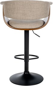 Banco alto em tecido 90-111 x 60 x 51 cm nogueira/creme