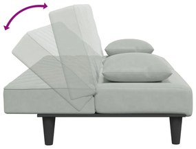 2 pcs conjunto de sofás com almofadas veludo cinzento-claro