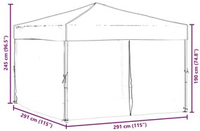 Tenda para festas dobrável com paredes laterais 3x3 m branco