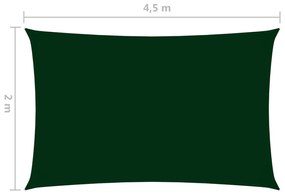 Para-sol vela tecido oxford retangular 2x4,5 m verde-escuro