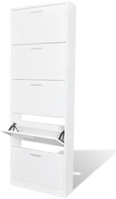 Sapateira com 5 compartimentos em madeira branco