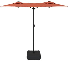 Guarda-sol de jardim c/ cabeça dupla/LED 316x240 cm terracotta