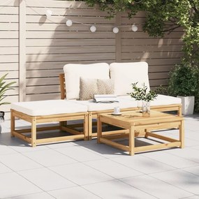 4 pcs conjunto lounge de jardim com almofadões acácia maciça