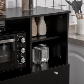 Aparador Auxiliar "Gourmet" de Cozinha - 90x40x120 cm - Preto - Design