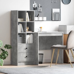 vidaXL Mesa com Armazenamento Cinza Concreto Madeira Derivada