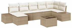 Conjunto de Sofá de Jardim de 8 Peças com Almofadas Marrom em Rattan