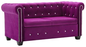 vidaXL Sofá chesterfield dois lugares estofos veludo 146x75x72 cm roxo