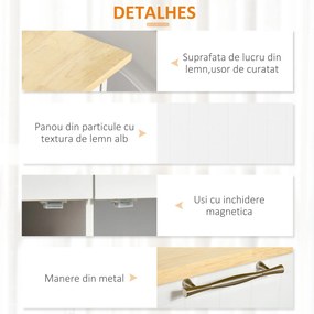 Carrinho de Cozinha com Rodas Móvel Auxiliar de Cozinha com 2 Gavetas