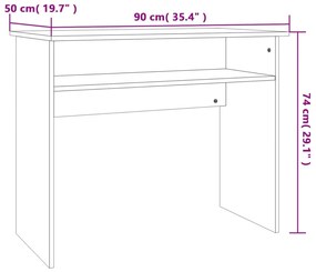 Secretária 90x50x74 cm contraplacado cinzento cimento