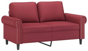 Sofá 2 lugares +almofadas 120cm couro artificial vermelho tinto