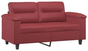 Sofá 2 lugares +almofadas 120cm couro artificial vermelho tinto