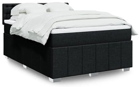 vidaXL Cama com molas/colchão 140x190 cm tecido preto