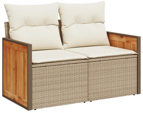 Conjunto de Sofá de Jardim vidaXL 10 Peças com Almofadas Bege Vime Pol