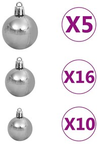 Árvore Natal artificial c/ 300 luzes LED, bolas e neve 240 cm