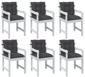 vidaXL Almofadões lombares p/ cadeiras 6pcs mesclado tecido antracite
