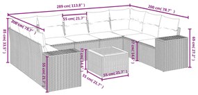 10 pcs conjunto de sofás p/ jardim com almofadões vime PE bege