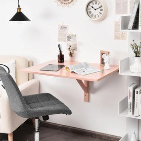 Mesa dobrável de parede flutuante para computador para pequenos espaços para estudo de quarto de cozinha 80 x 60 x 45 cm rosa
