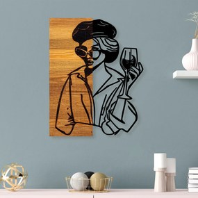 Acessório Decorativo de Parede Woman 2 – Preto e Nogueira Clara – 39 x
