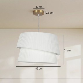 Candeeiro Suspenso de Dupla Cúpula, 45 x 45 x 31 cm, Cabo Regulável, Branca