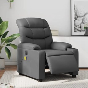 3206595 vidaXL Poltrona massagens reclinável elétrica couro artif. cinzento