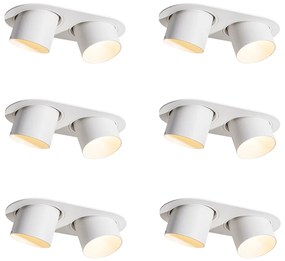 Set van 6 inbouwspots wit GU10 70mm kantelbaar 2-lichts - Installa Moderno