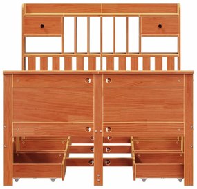 Cama com estante sem colchão 135x190 cm pinho maciço