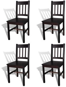 vidaXL Cadeiras de jantar 4 pcs madeira de pinho castanho-escuro