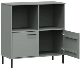 Estante c/ pernas metal 90x35x90,5 cm madeira maciça OSLO cinza