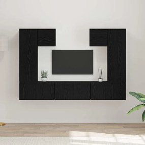 vidaXL Conjunto de móvel de TV 7 pcs Carvalho Preto 180 x 30 x 120 cm