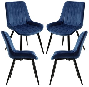 Pack 4 Cadeiras Lene Veludo - Azul