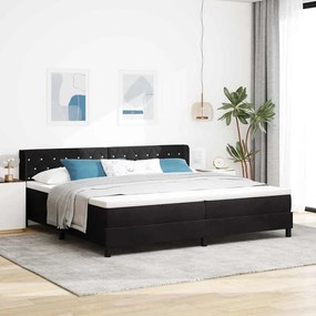 vidaXL Cama Box com colchão com cabeceira Preto 200 x 200 cm Poliéster