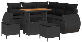 vidaXL Conjunto de Sofá de Jardim 8 pcs Preto vime PE
