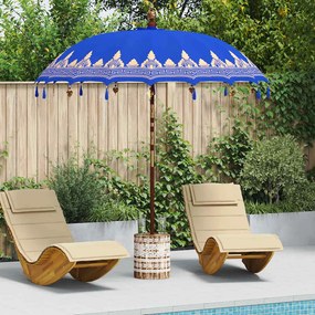 Parasol Balinês Azul 210-220 cm Algodão, madeira sólida