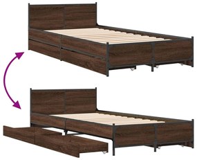 Estrutura cama c/ gavetas derivados madeira carvalho castanho