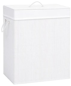 vidaXL Cesto para roupa suja c/ secção única 83 L bambu branco