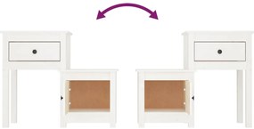 Mesas de cabeceira 2 pcs 79,5x38x65,5 cm pinho maciço branco