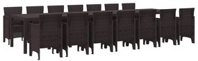 vidaXL Conjunto de Jantar para Jardim com Almofadas 15 pcs Castanho PP