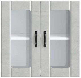 Armário de parede de cozinha porta vidro Lucca cinza cimento