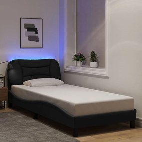 Estrutura de cama com LED sem colchão 90x190 cm tecido preto