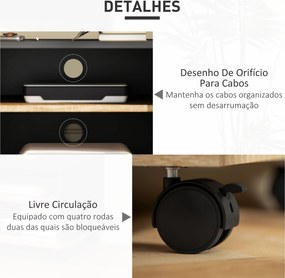 Móvel de TV com Rodas para Televisores até 42 Polegadas com 1 Porta 2 Compartimentos Abertos Prateleira 80x45x41 cm Preto
