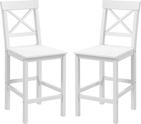 Conjunto de 2 cadeiras altas bar (MESA NÃO INCLUIDA), cadeiras de bar em estilo rústico-chique, em madeira, com 60 cm de altura e apoio para os pés, b