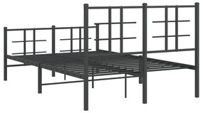 Estrutura de cama com cabeceira e pés 120x200 cm metal preto