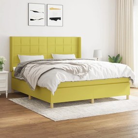 vidaXL Cama com molas/colchão 180x200 cm tecido verde